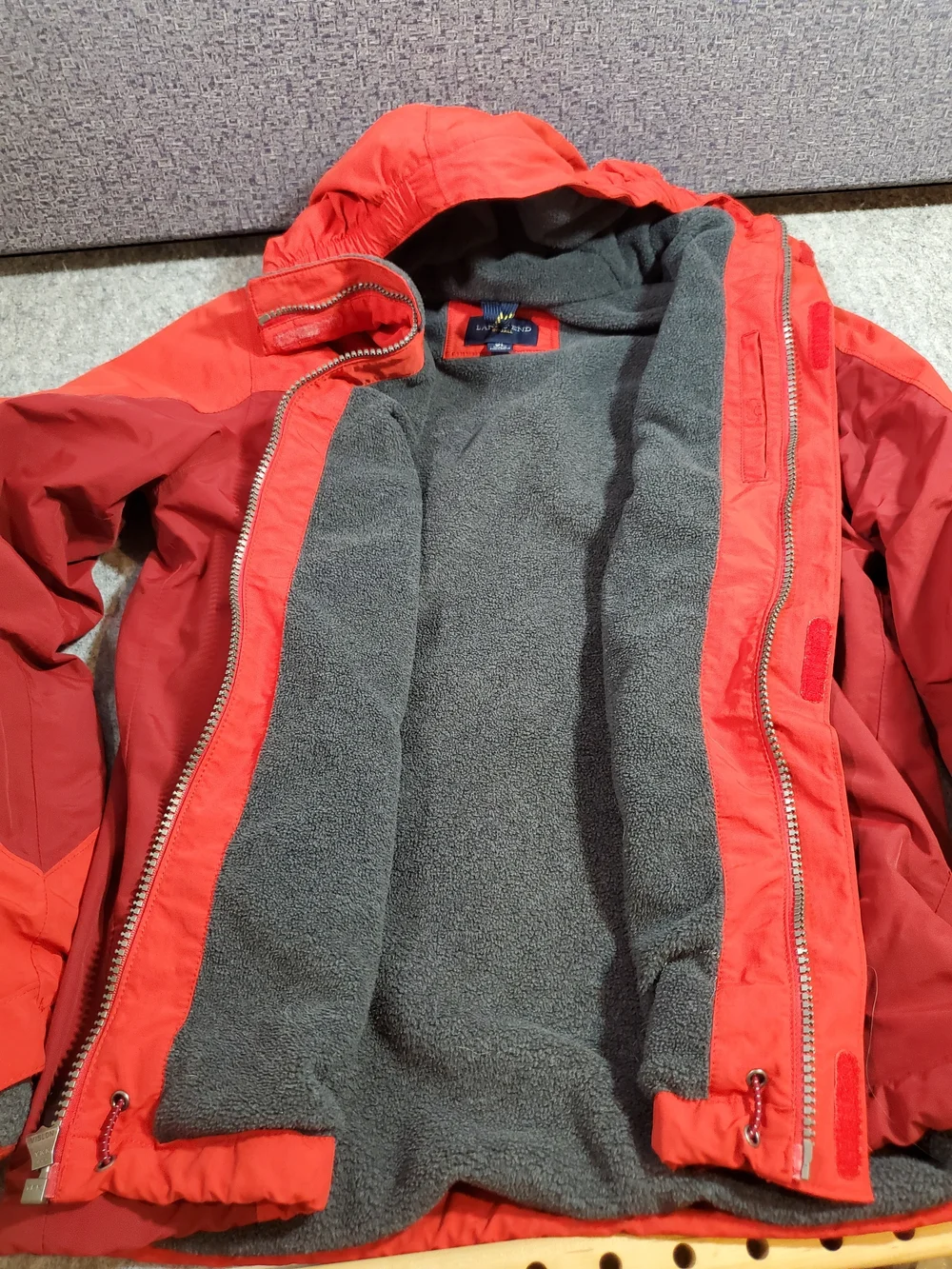 Lands' End Boys Squall Hooded Winter Coat Red/Orange XL 18/20 Waterproof